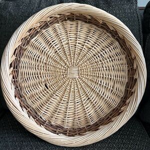 Large Round Willow and Rattan Wicker Tray